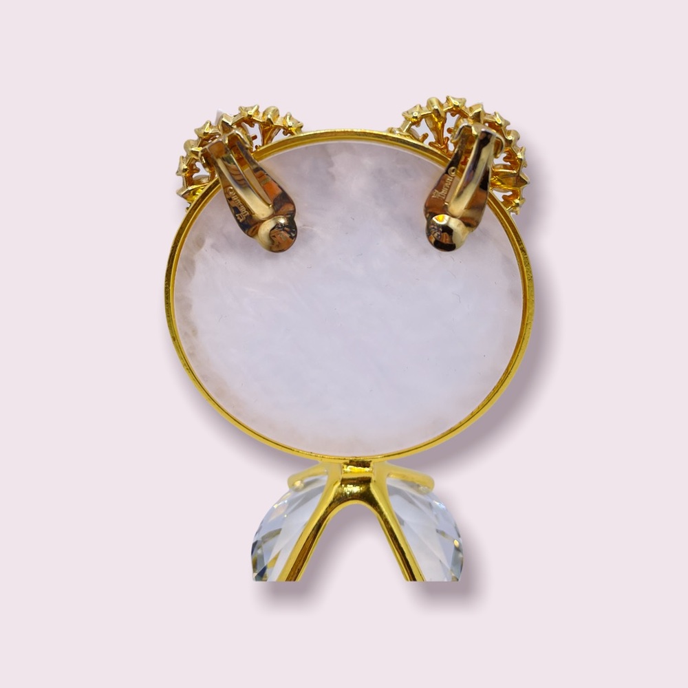 SOLD:Vintage 1960 Signed Trifari Crown Earrings Clip On - Picture 3 of 6